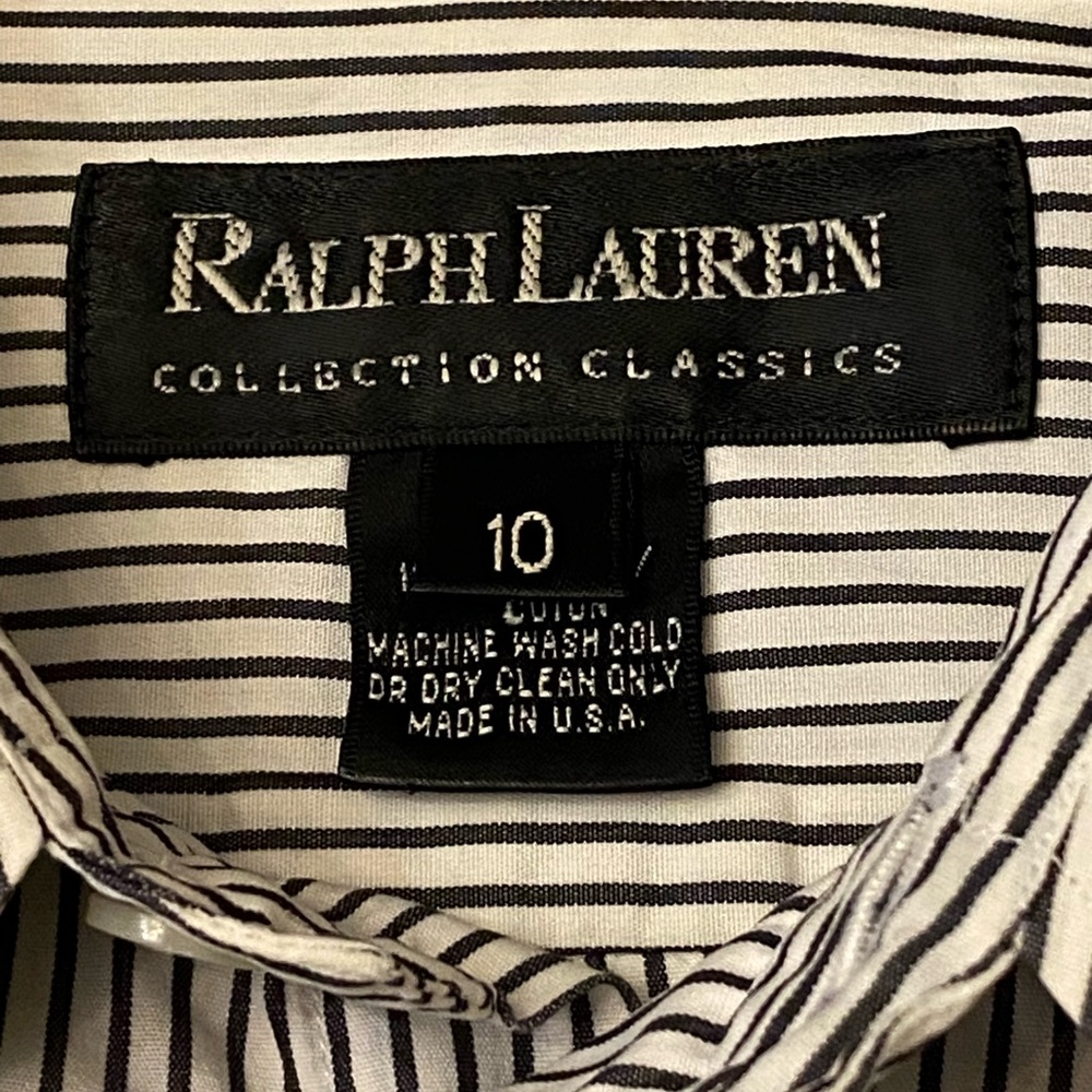 Vintage Ralph Lauren Collection Classics Pinstripe Button-Down Shirt W Size 10 - Picture 5 of 7